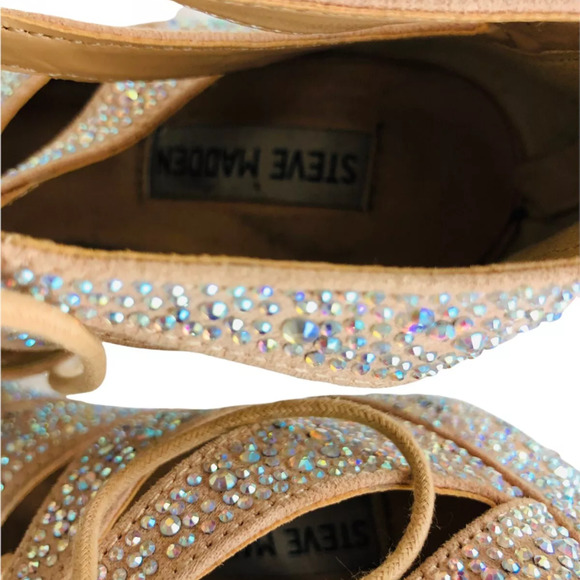 Steve Madden Radikel Rhinestones Gladiator High Heels Zip Lace Brown Size 6M - Picture 6 of 8